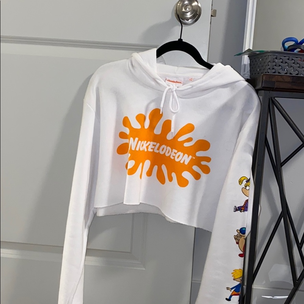 Cropped Nickelodeon white hoodie